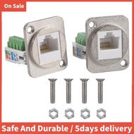 2PCS RJ45 Panel Mount Screw Terminal Adapter, RJ45/8P8C Female Panel Mount Connector, RJ45 Solderles