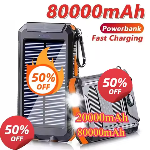 20000mAh Power Bank 80000mAh Portable Charging Poverbank External Battery Charger Strong Light LDE L