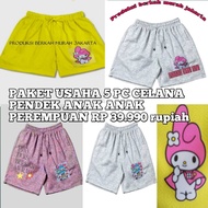 BUSINESS PACKAGE 5 PCS OF GIRLS' SHORTS AGED 0 TO 14 YEARS KUROMY LABU HALLO KITY PANDA KELINCY MOTI