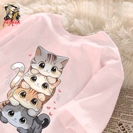 Retro, Cute, Cat Print Factory Delivery Size S-5XL New Korean Style Cotton T-shirt Fashion, Women's 