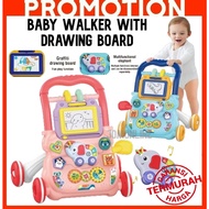 ~Ship From KL~ Musical Baby Walker Baby Walkers Learning Walker Baby Push Walker kids Drawing board 