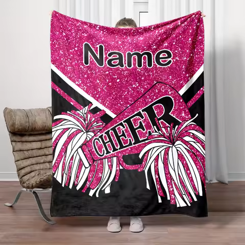 1pc Personalized Custom Name Blanket Cozy Flannel Cheerleading Team Member Gift with Unique Name Pri