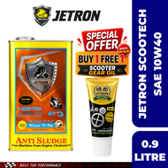【100% ORIGINAL】JETRON Scooter 10W40 Sn Mb Fully Synthetic Ester Engine Oil/ Minyak Hitam Skuter (0.9