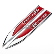 2Pcs Car Side Emblem Decal Sticker Blade Leaf Label 3D Metal Stickers Trim Decoration Car Door Body 
