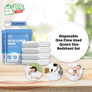 [Queen Size] Disposable One-Time 4-in-1 Queen Size Bedsheet Set Pillow Case Quilt Cover Best For Tra