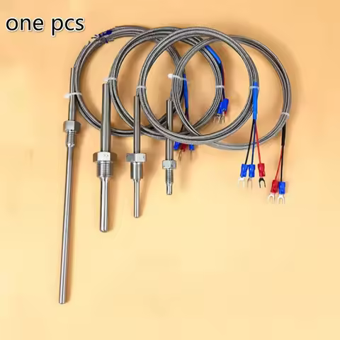 BSP 1/8 1/2 3/4 Thermowell Stainless steel Transducer PT100 K E type Temperature Sensor With 1.5m Ca