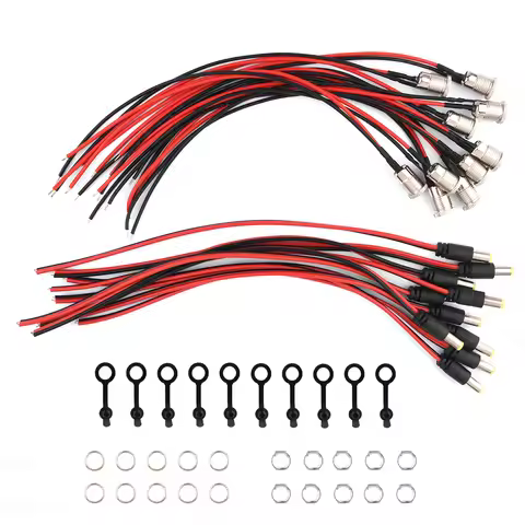 10pcs/lot 5.5 x 2.1 mm DC Power Jack Socket Threaded Female Panel Mount Connector Adapter with Dustp