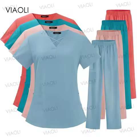 Nursing Scrubs Set Women Beauty SPA Uniforms Pet Clinic Store Veterinary Dentistry Work Clothes Medi
