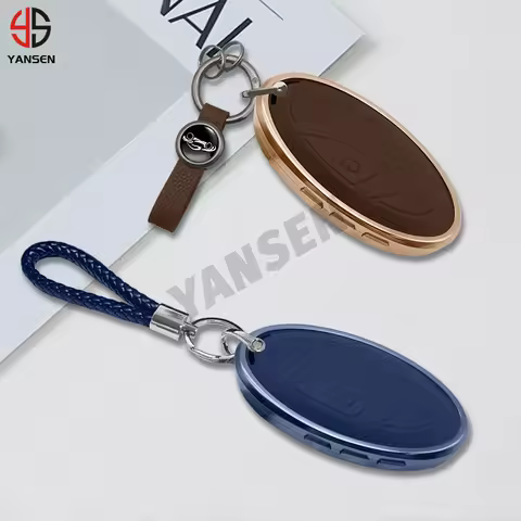 Luxury Aluminum Leather Key Case Cover For Hyundai GRANDEUR GN7 IONIQ6 KONA S2X SONATA DN8 AVANTE CN