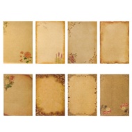 8 Pieces A5 Kraft Writing Paper 8 Patterns Vintage Floral Writing Papers Brown
