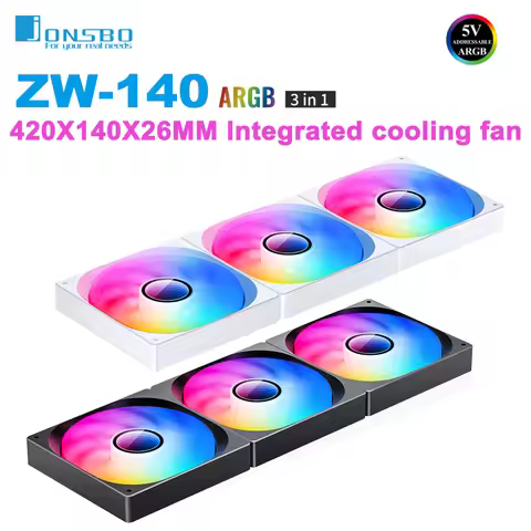 JONSBO ZW-140 ARGB Case Fan 14CM Wireless Splicing Combined Fan PWM 3 IN 1 Forward /Reverse Cooling 