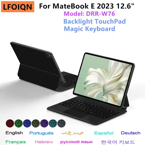 Backlight Magic Keyboard For Huawei MateBook E 2023 DRR-W76 12.6 inch Smart Case Portuguese Spanish 