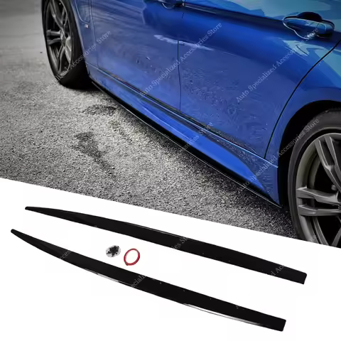 For BMW F30 Gloss Black MP Style Side Skirts Extension Rocker Panels 320i 320d 330i 335i M340i Sedan