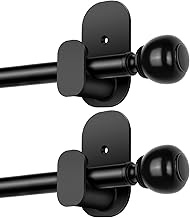 2 Pack Black Curtain Rod 32 to 58 Inches (2.6 to 4.8 ft), USFOOK 5/8 Curtain Rod No Drilling for Win