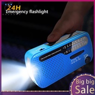[infinisteed.sg] Solar Hand Crank Radio Portable AM/FM Radio with LED Flashlight for Outdoor