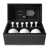 1 Set Golf Gift Box with 3 Balls 6 Tees Metal Divot Repair Tool Hat Clip Golf Accessories Kit Faux L