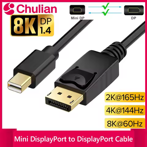 8K Mini DisplayPort to DisplayPort Cable DP1.4 8K 60Hz Bi-Directional Transmission DP to Mini DP Cab