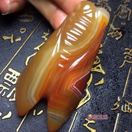 Antique Old Agate Large Jade Cicada Pendant Skillfully Carved Blockbuster Agate Knows Cicada Pendant