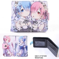{Yuyu Bag} Anime Re:Life In A Different World From Zero Short Wallet Rem Amp; Ram Button Purse