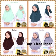 (ORIGINAL)Tudung Sekolah Awning Scuba.Tudung Sarung.Tudung Si Comel. Hijau Lumut.Hijau Muda.Kelabu