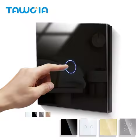 TAWOIA EU Standard 1/2/3/4 Gang 1 Way Luxury Touch Switch LED Crystal Glass Panel Wall Lamp Light Sw