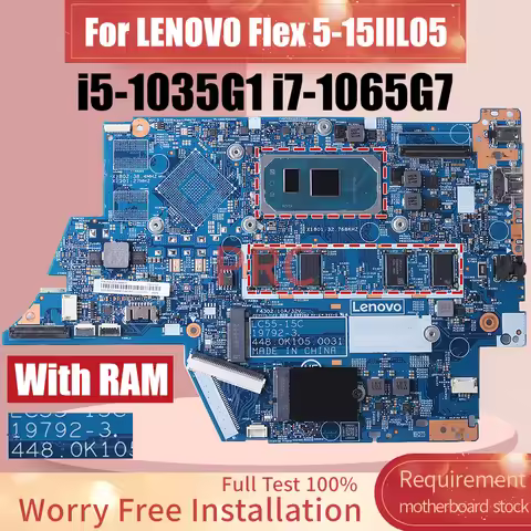 For LENOVO Flex 5-15IIL05 Laptop Motherboard 19792-3 SRGKG i5-1035G1 i7-1065G7 With RAM 5B20S44455 N
