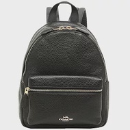 COACH 馬車LOGO荔枝紋皮革後背包-黑色（現貨+預購）黑色