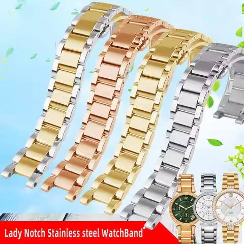 Lady Notch Stainless steel WatchBand for Cartier PASHA Folli Follie Michael Kors Watch Strap women w