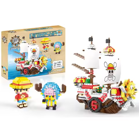 One Piece Thousand Sunny Building Blocks 2247pcs+ Anime Pirate Ship Assembly Model Micro Bricks Figu
