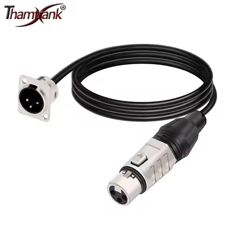 D Type 3Pins XLR Male/Female Fixed Panel Mount MIC Socket to 3Pins XLR Plug Audio Extension Cable fo