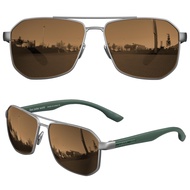 LUENX Aviator Sunglasses for Men Driving Square Polarized Polygon Lens - (Brown Lens)
