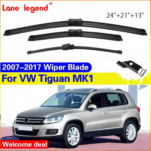 3PCS For VW Tiguan MK1 2007-2017 24"+21"+13" Front Rear Wiper Blades Windshield Windscreen Window Cu