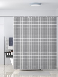 zhaoqinbin Nordic style gray checkered shower curtain, creative waterproof polyester curtain, door curtain fabricShower Curtains &amp; Accessories