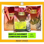 BERYLS CHOCOLATE COMPOUND COIN DARK COIN / MILK COIN / WHITE COIN 1KG 500G - HOME BAKER MALAYSIA