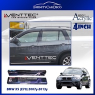 Venttec Premium Acrylic 3mm Door Visor (Made in Malaysia) 4" Compatible With BMW X5 (E70) 2007-2014