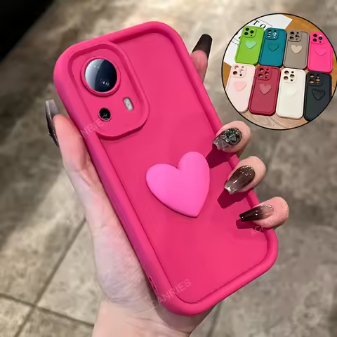 For Xiaomi Mi 13 Lite 5g Girl Cute 3D Love Heart Matte Case Mi13 13lite Soft Silicone Shockproof Bac