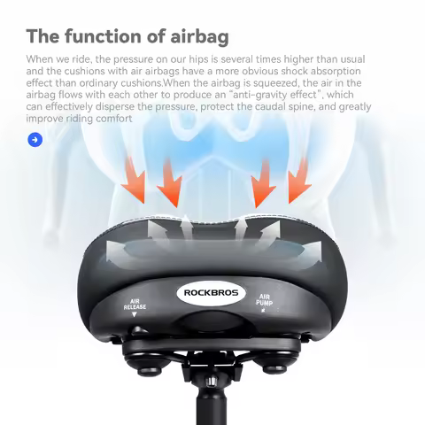 ROCKBROS Bicycle Airbag Seat Cushion Double Shock Absorption Hardness-adjustable Seat Saddle Non-sli