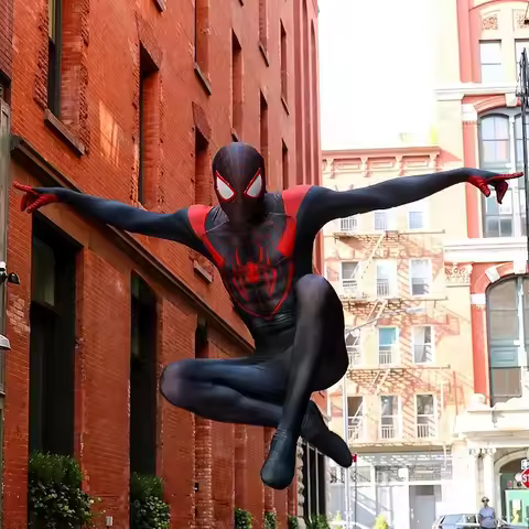 PS4 Into the Verse Miles Morales Spiderman Costume Halloween Cosplay Superhero Spandex Zentai BodySu