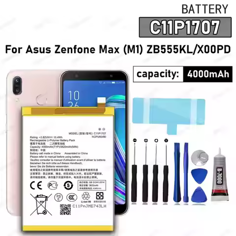 100% New High Quality C11P1707 Battery For ASUS Zenfone M1 ZB555KL/X00PD Phone Replacement Bateria+F