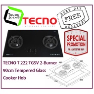 TECNO T 222TGSV 2-Burner 90cm Tempered Glass Cooker Hob