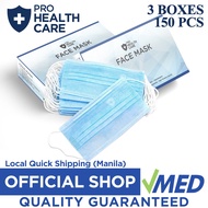 【phi COD】surgical face mask fda approved Prohealthcare 3Ply Earloop Face Mask 150pcs (3 Boxes of 50