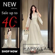 Feminine chiffon V-neck flared maxi dress, suitable for work or going out Ht802