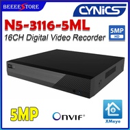 Cynics N5-3116-5ML 16ch 5MP-Lite H.265+ 16channel+2ch AHD/ TVI Stand Alone Hybrid DVR  (FREE P2P pho