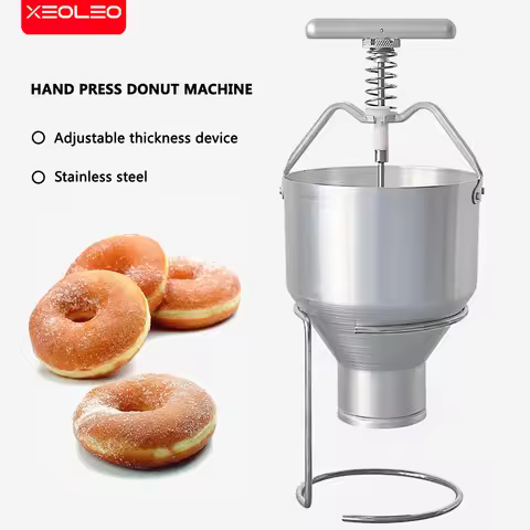 XEOLEO Mini Manual Donut Machine Donut Maker Hand-Pressed Stainless Steel Donut Shaper 2.5L Manual D