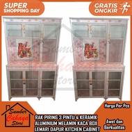 [Kargo] RAK PIRING 3 PINTU 4 KERAMIK ALUMINIUM TRIPLEX MELAMIN KACA LEMARI DAPUR KITCHEN CABINET MOT
