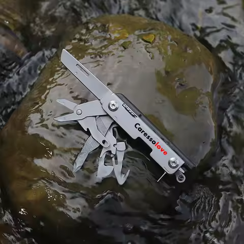 12 In 1 Folding Knife 5Cr15Mov Steel Multitool Pocket Knife EDC Portable Multipurpose Hand Tools Out