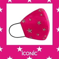 iCONiC PINKY NEON Sparkling Mask #4409 หน้ากากผ้า ลายดาว สีชมพู วิบวับๆ รูปทรง 3 มิติ หน้ากาาผ้า หน้ากากแฟชั่น หน้ากาอนามัย