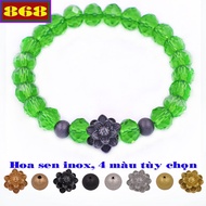 Green crystal bracelet with 8 black lotus cups CTFLXLGHSEHB8
