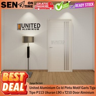 United Aluminum Co Id Aluminum Door Three Stripe Motif Type P113 White Silver Black Brown Size L90 x