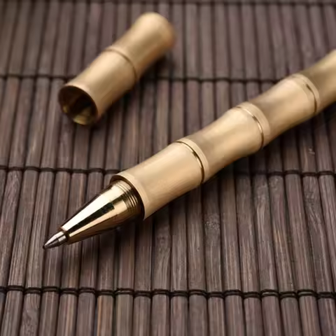 Brushed Detachable bamboo Rollerball Pen GOLDEN matte golden metal Stationery Office school supplies